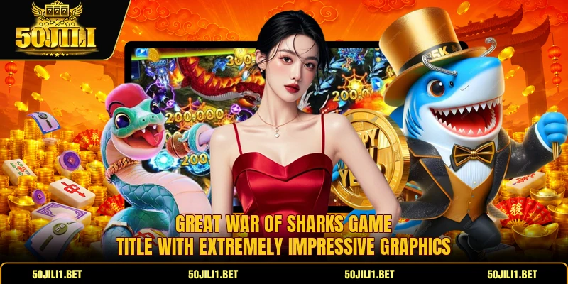 Great war of sharks game title with extremely impressive graphics Great war of sharks game title with extremely impressive graphics