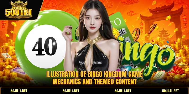 Illustration of Bingo Kingdom game mechanics and themed content